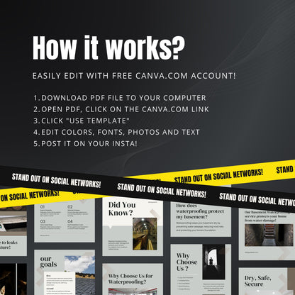 Basement Waterproofing Canva Templates | Editable Instagram Posts for Waterproofing Services