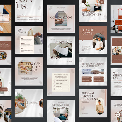 Psychologist Canva Templates | Editable Instagram Posts for Therapists & Mental Health Coaches