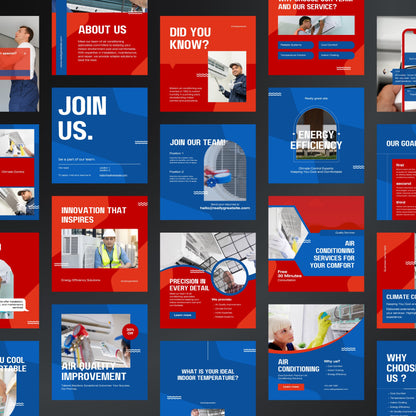 Air Conditioning Canva Templates | Editable Instagram Posts for HVAC, Heating & Cooling Services