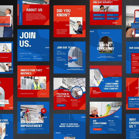 Air Conditioning Canva Templates | Editable Instagram Posts for HVAC, Heating & Cooling Services