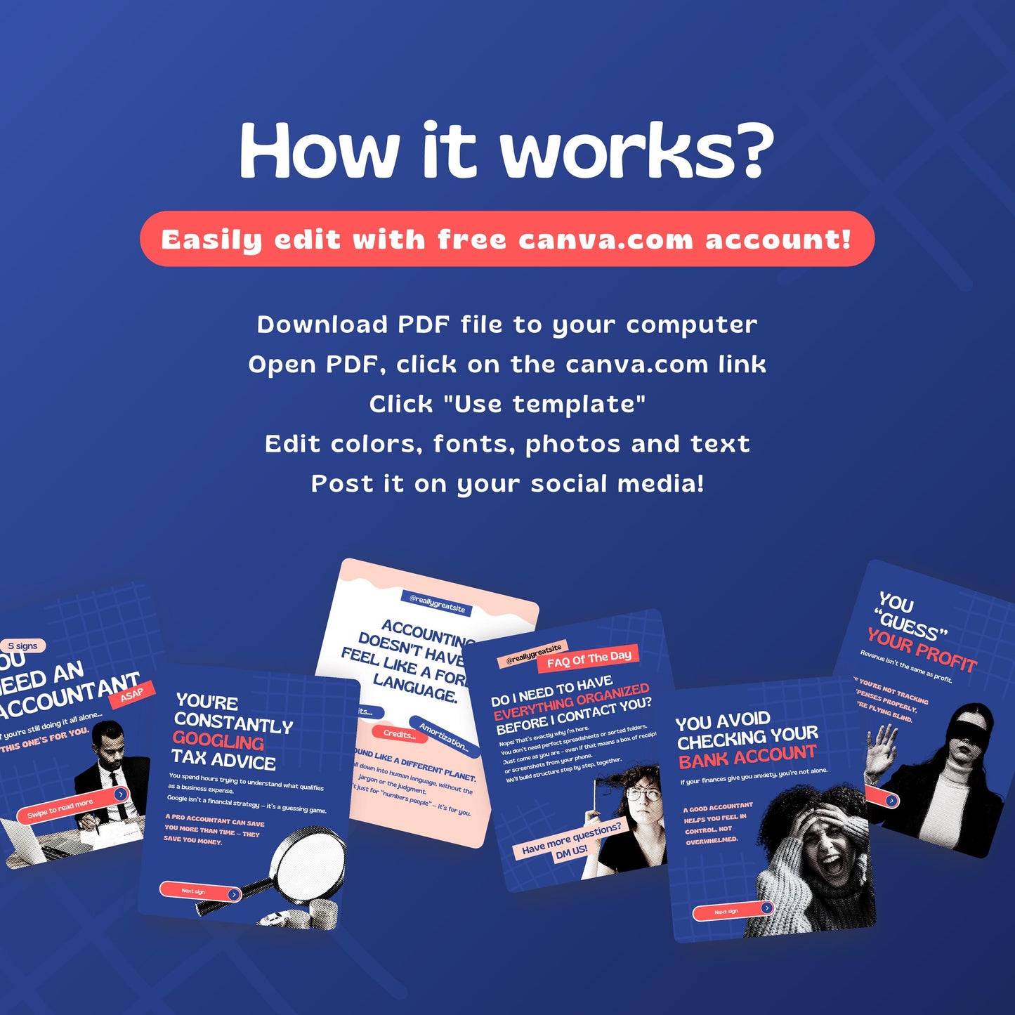 Accountants & Tax Canva Templates | Editable Instagram Posts for Accounting and Bookkeeping Services