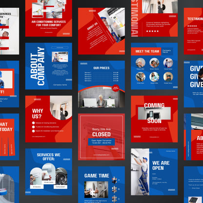 Air Conditioning Canva Templates | Editable Instagram Posts for HVAC, Heating & Cooling Services