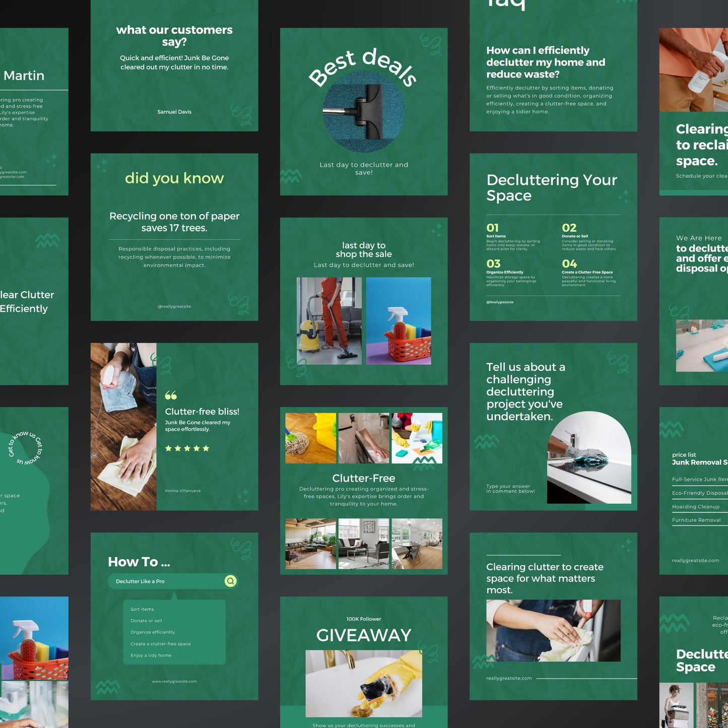Junk Removal Canva Templates | Editable Instagram Posts for Waste & Hauling Services