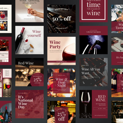 Wine Business Canva Templates | Editable Instagram Posts for Wineries & Wine Shops
