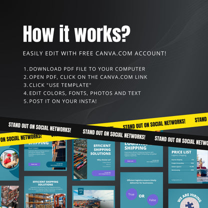 Logistics & Shipping Canva Templates | Editable Instagram Posts for Delivery Services
